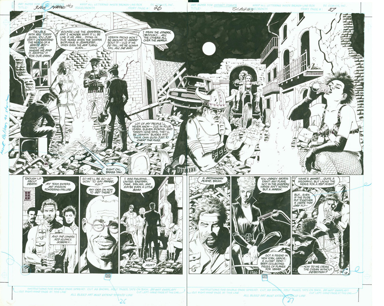 Slash Maraud issue #3, pages 26 and 27, black and white
