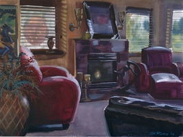 Paul's interior living room, painting by Steve Rude, 2012