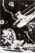 John Buscema Silver Surfer #4 Cover Re-Creation Thor and Silver Surfer Original Art (c. 1998